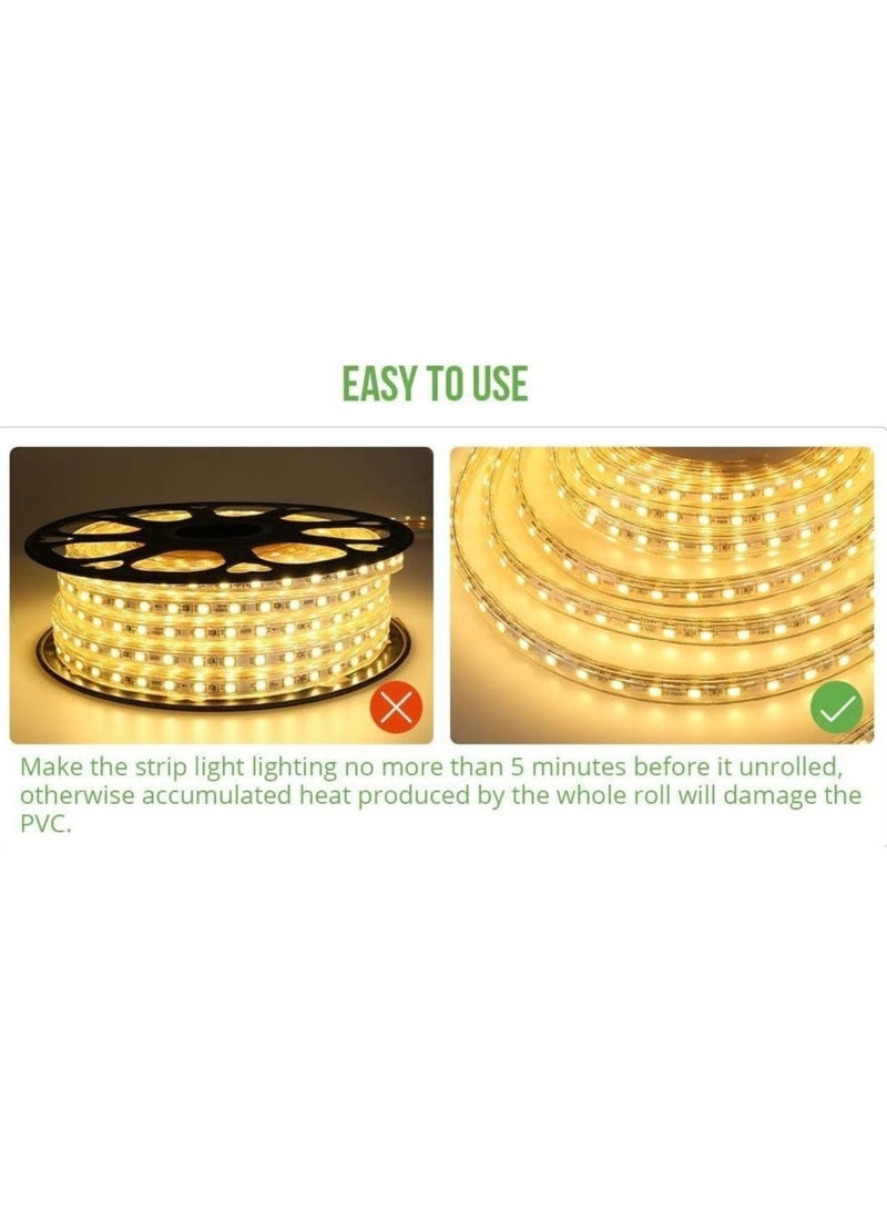 50M LED Strip Light Roll Warm White | 220V Direct Plug Waterproof Rope Light | Flexible Indoor & Outdoor Decorative Lighting, 3000K - Image 4
